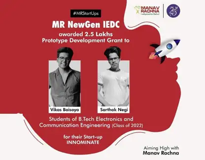mr newgen iedc awarded 2.5 lacs prototype grant to students of btech ECE